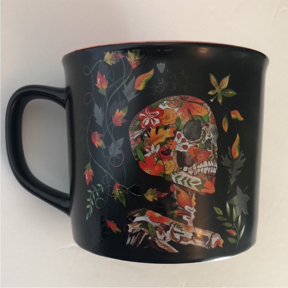 Floral Skull Black Mug